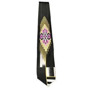 Enrico Guccini Vintage Italian Silk Tie Black/Pink/Yellow